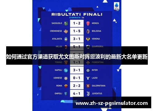 如何通过官方渠道获取尤文图斯对阵恩波利的最新大名单更新